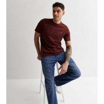 Men's Farah Burgundy Stripe Cotton Short Sleeve T-Shirt New Look