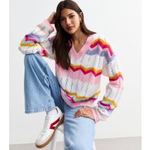Women's Multicolour Chevron Stitch Knitted Jumper Sunshine Soul New Look