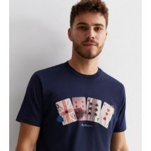 Men's Ben Sherman Navy Cotton Playing Cards Logo T-Shirt New Look
