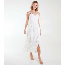 Women's White Lace Trim Strappy Midi Dress Blue Vanilla New Look