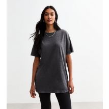 Women's Grey Acid Wash Oversized T-Shirt New Look