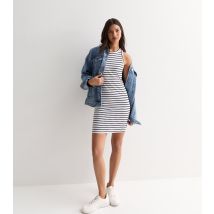Women's White Cotton Stripe Racer Mini Dress New Look