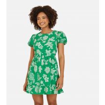 Women's Green Floral Print Open Back Mini Dress Mela New Look