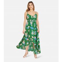 Women's Green Floral Frill Midi Dress Mela New Look