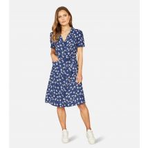 Women's Navy Floral Pocket Front Mini Shirt Dress Yumi New Look