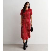 Cutie London Red Spot Split Hem Midaxi Dress New Look