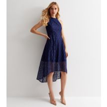 Women's Navy Floral Lace Dip Hem Midi Dress Cutie London New Look