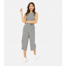 Women's Black Daisy Print Sleeveless Crop Jumpsuit Mela New Look