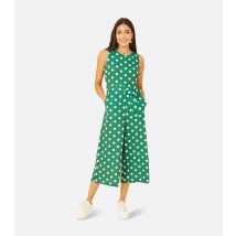 Women's Green Spot Sleeveless Crop Jumpsuit Mela New Look