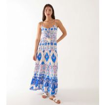 Women's Blue Abstract Print Strappy Maxi Dress Blue Vanilla New Look