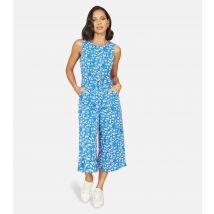 Women's Blue Floral Wide Leg Crop Jumpsuit Mela New Look