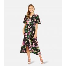 Women's Black Floral Print Midi Dress Mela New Look