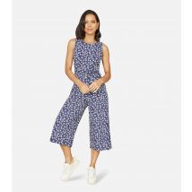 Women's Navy Floral Wide Leg Crop Jumpsuit Mela New Look