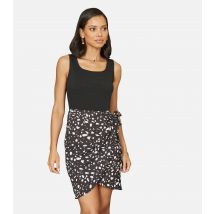 Women's Black Mark Making 2-in-1 Wrap Mini Dress Mela New Look