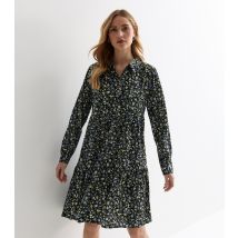 Women's Black Floral Shirt Mini Dress JDY New Look
