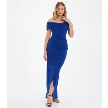 Women's Bright Blue Bardot Ruched Maxi Dress Quiz New Look