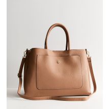 Camel Leather-Look Laptop Tote Bag Vegan New Look