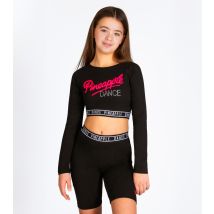 Girls' Dance Black Long Sleeve Logo Crop Top Pineapple New Look