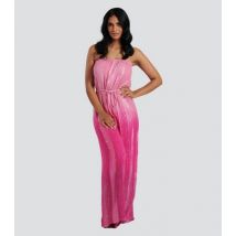 South Beach Pink Metallic Strapless Maxi Jumpsuit New Look