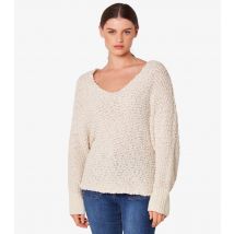 Women's Stone Popcorn Knit Slash Neck Jumper Apricot New Look