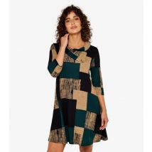 Women's Green Colour Block Mini Dress Apricot New Look