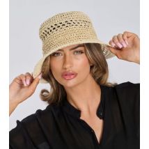 South Beach Cream Straw Effect Bucket Hat New Look