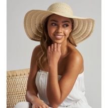 South Beach Cream Straw Effect Wide Brim Hat New Look