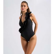 Women's Ruffle-Trim Black Swimsuit Urban Bliss New Look