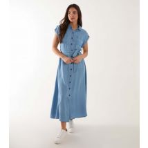 Women's Pale Blue Belted Midi Shirt Dress Blue Vanilla New Look