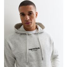 Men's Grey Slim Original Studios Logo Hoodie Jack & Jones New Look