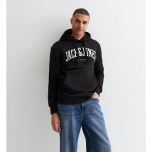Men's Black Regular Logo Hoodie Jack & Jones New Look