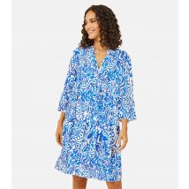 Women's Blue Abstract Print 3/4 Sleeve Mini Dress Yumi New Look