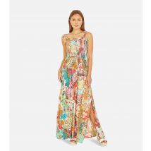 Women's Multicoloured Mixed Print Shirred Maxi Dress Yumi New Look