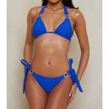 Moda Minx Blue Gem Embellished Triangle Bikini Top New Look