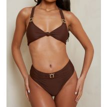 Women's Dark Brown Ruched Bikini Bottoms Moda Minx New Look