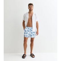 Men's Only & Sons Blue Crab-Pattern Swim Shorts New Look
