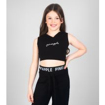 Girls' Black Logo Hooded Top Pineapple New Look