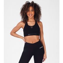 Women's Black Mesh Bra Crop Top Pineapple New Look