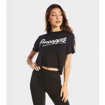 Women's Black Logo Crop T-Shirt Pineapple New Look
