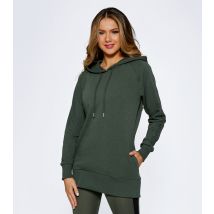 Women's Dark Green Logo Longline Hoodie Pineapple New Look
