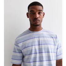 Men's Blue Striped Cotton T-Shirt Only and Sons New Look