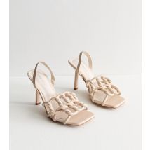 Women's Rayne Cream Knot Detail Square Toe Heel Sandals Public Desire New Look