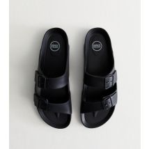 Men's Grey Moulded Double-Strap Sandals Jack & Jones New Look