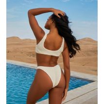 Moda Minx Cream Textured Bikini Top New Look