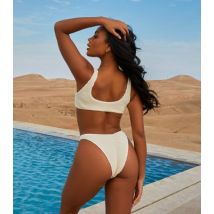 Moda Minx Cream Textured Brazilian Bikini Bottoms New Look