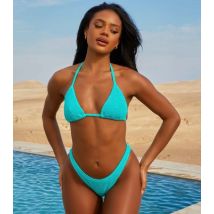 Moda Minx Turquoise Textured Triangle Bikini Top New Look