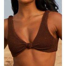 Moda Minx Brown Textured Bikini Top New Look