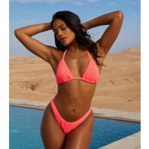 Women's Coral Textured Triangle Bikini Top Moda Minx New Look