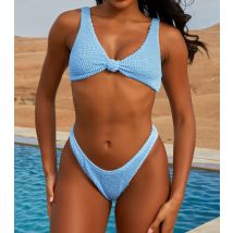 Women's Light Blue Textured Brazilian Bikini Bottoms Moda Minx New Look