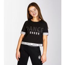 Girls' Black Glitter Tape Crop T-Shirt Pineapple New Look